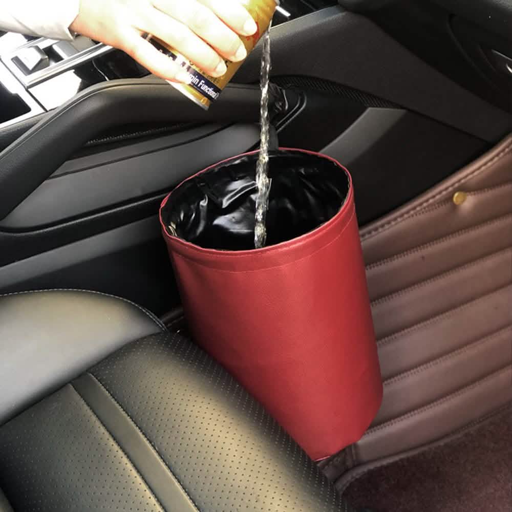 Cubo de basura impermeable de cuero para coche