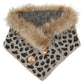 Leopard Faux Fur Chenille Triangle Tube Scarf Button Details