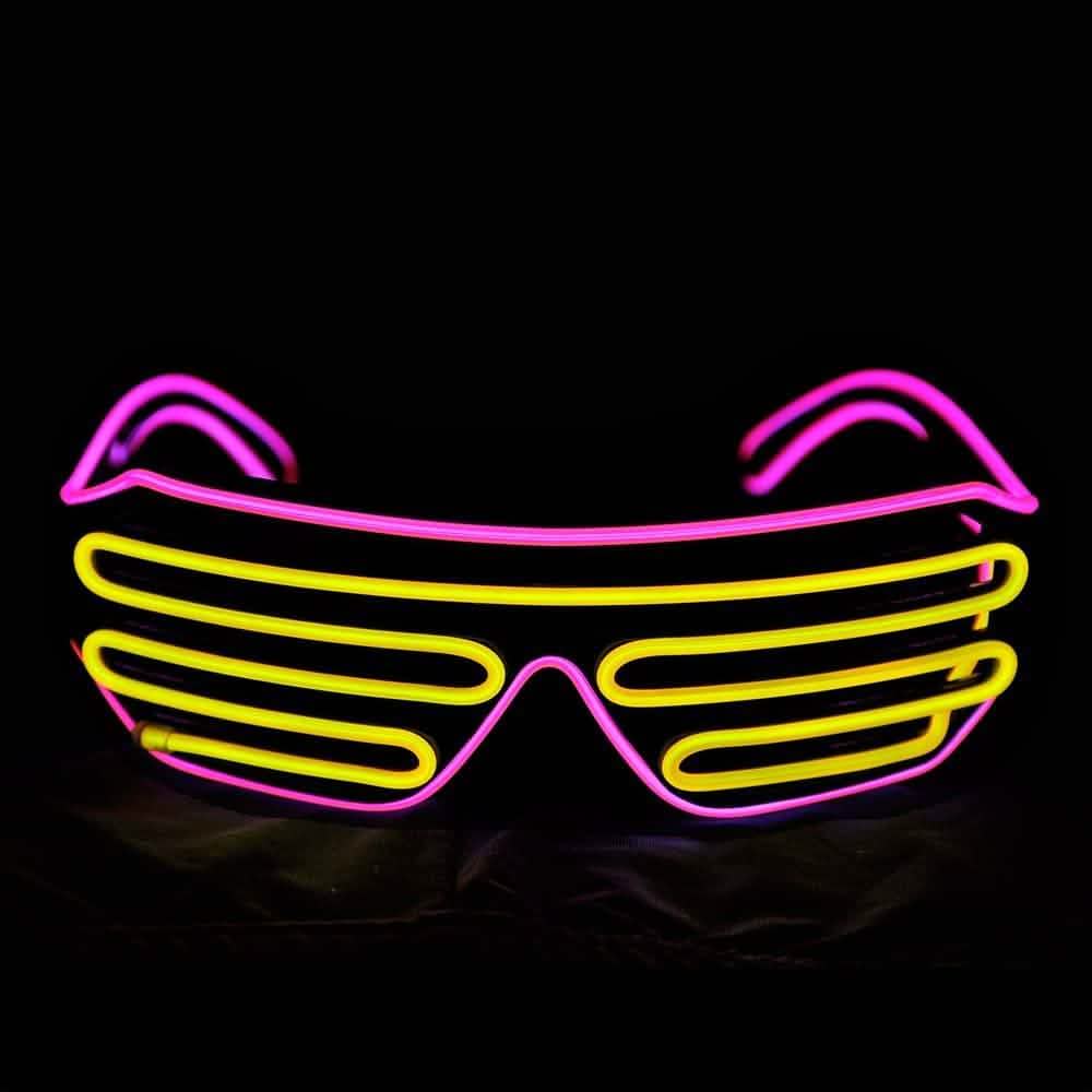 Gafas de sol LED intermitentes luminosas neón Rave Shutter