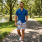 Line Rush, Ocean and Sol Hybrid Short, Compression Lined Swim and Resort Trunk