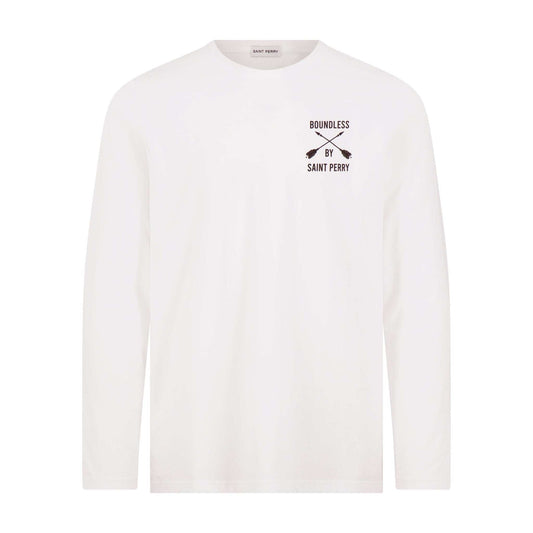 Camiseta Blanca de Manga Larga con Cuello Redondo