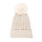 Lurex Accented Solid Cable Knitted Pom Pom Beanie Hat