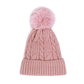 Lurex Accented Solid Cable Knitted Pom Pom Beanie Hat
