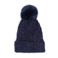 Lurex Accented Solid Cable Knitted Pom Pom Beanie Hat