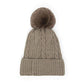 Lurex Accented Solid Cable Knitted Pom Pom Beanie Hat