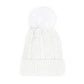 Lurex Accented Solid Cable Knitted Pom Pom Beanie Hat