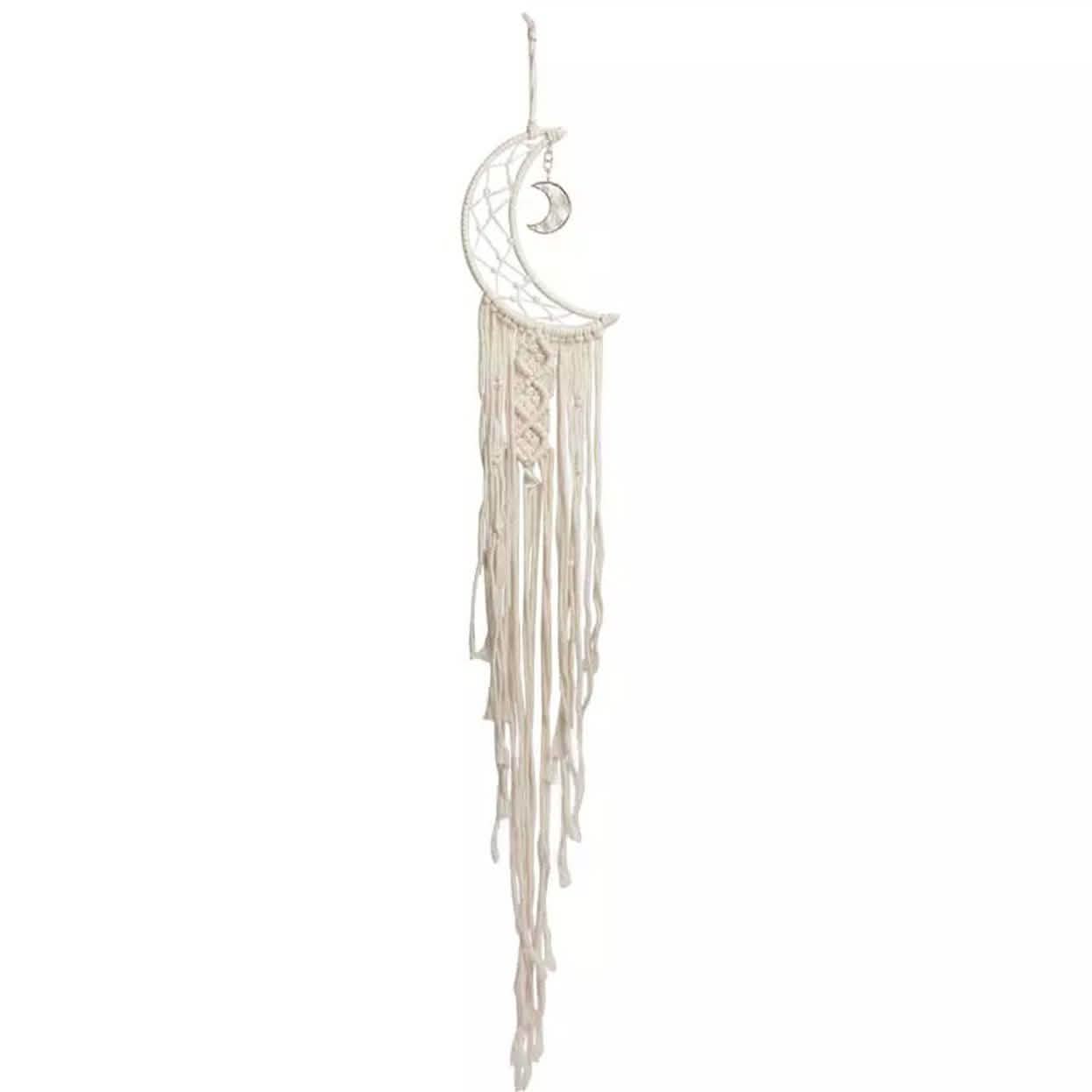 Tapiz de macramé tejido para colgar en la pared, atrapasueños de luna y estrellas, decoración del hogar
