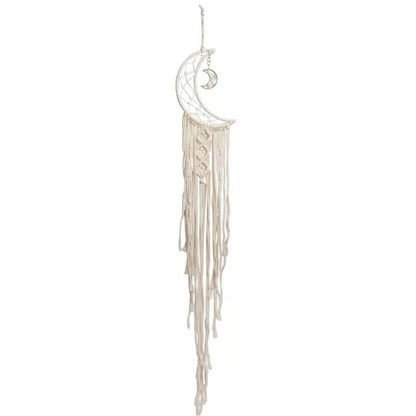 Tapiz de macramé tejido para colgar en la pared, atrapasueños de luna y estrellas, decoración del hogar