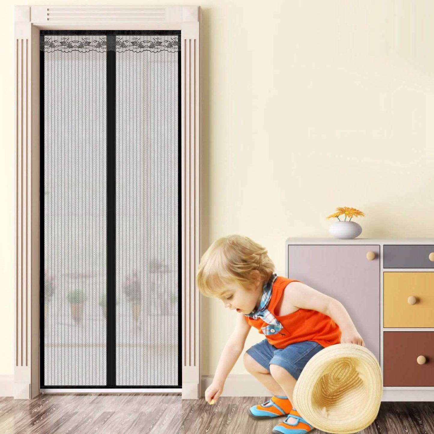 Mosquitera magnética manos libres para puertas