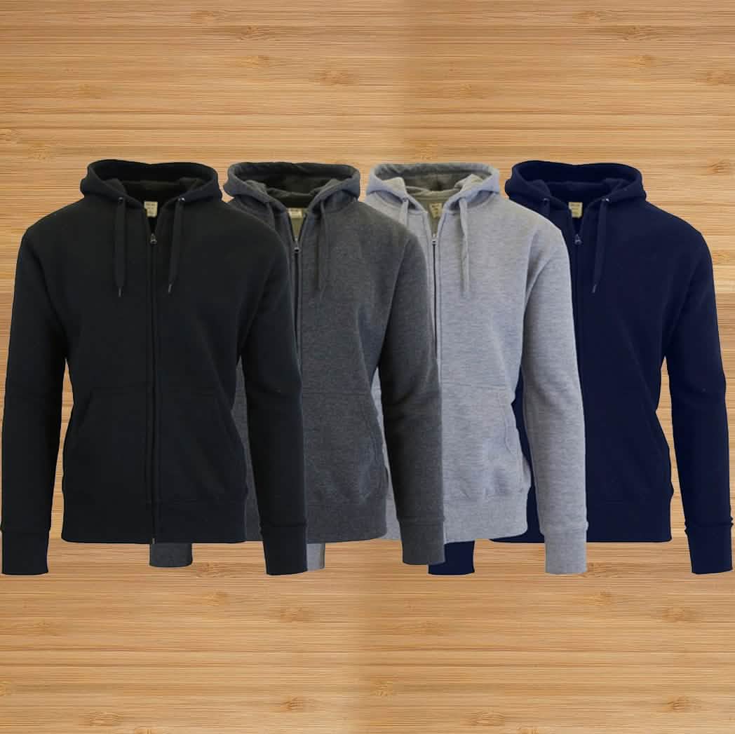 Paquete de 3 sudaderas con capucha y forro polar con cremallera ajustadas para hombre