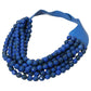 Women's Marbled Faceted Acrylic Ball Beaded Multi Strand Layered Faux Leather Magnetic Necklace