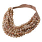 Women's Marbled Faceted Acrylic Ball Beaded Multi Strand Layered Faux Leather Magnetic Necklace