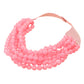 Women's Marbled Faceted Acrylic Ball Beaded Multi Strand Layered Faux Leather Magnetic Necklace