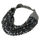 Women's Marbled Faceted Acrylic Ball Beaded Multi Strand Layered Faux Leather Magnetic Necklace