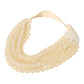 Women's Marbled Faceted Acrylic Ball Beaded Multi Strand Layered Faux Leather Magnetic Necklace