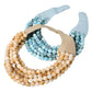 Women's Marbled Faceted Acrylic Ball Beaded Multi Strand Layered Faux Leather Magnetic Necklace