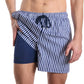 Marina Pinstripe, Indigo and Surf Hybrid Short, Compression Lined Swim and Resort Trunk