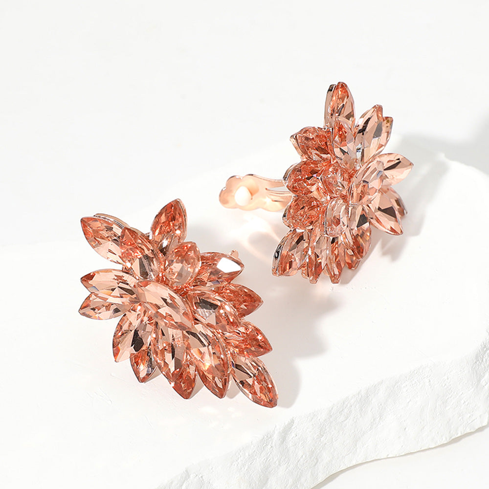 Women's Marquise Crystal Cluster Clip on Evening Earrings