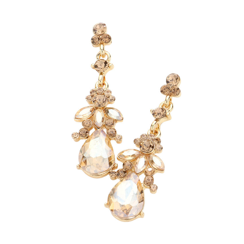 Marquise Crystal Teardrop Accented Evening Earrings