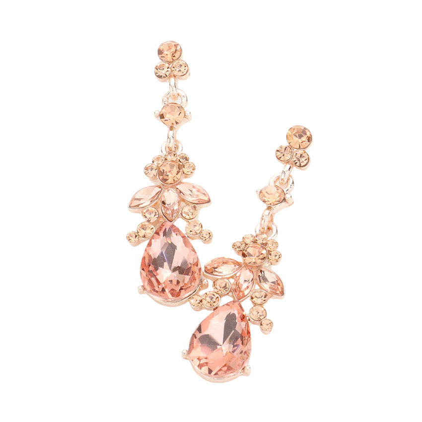 Marquise Crystal Teardrop Accented Evening Earrings