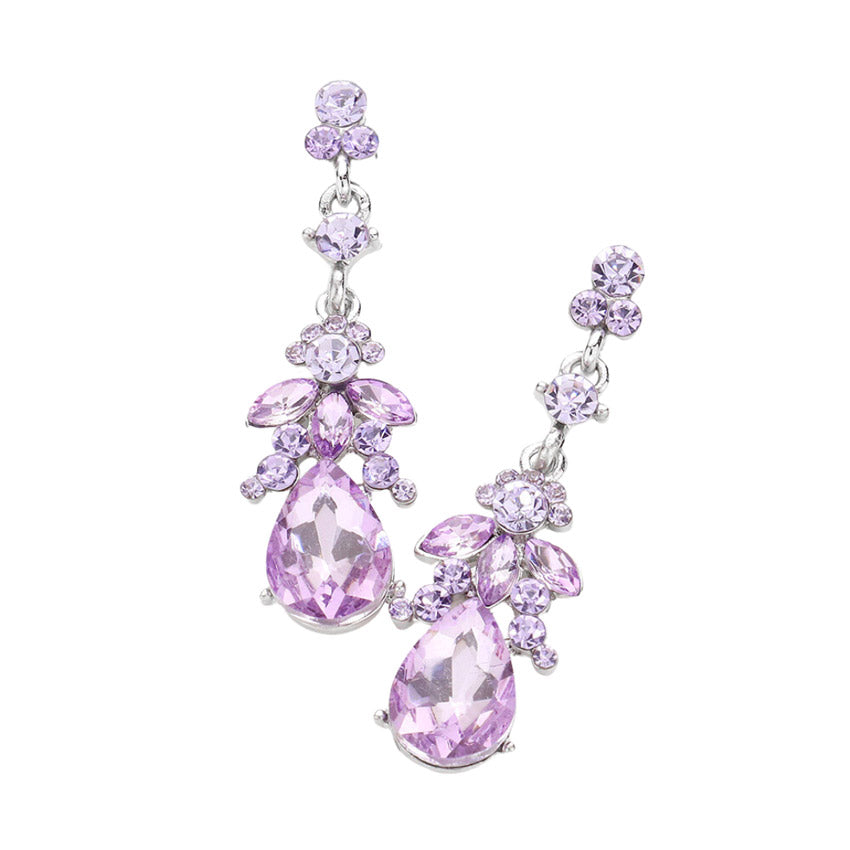 Marquise Crystal Teardrop Accented Evening Earrings