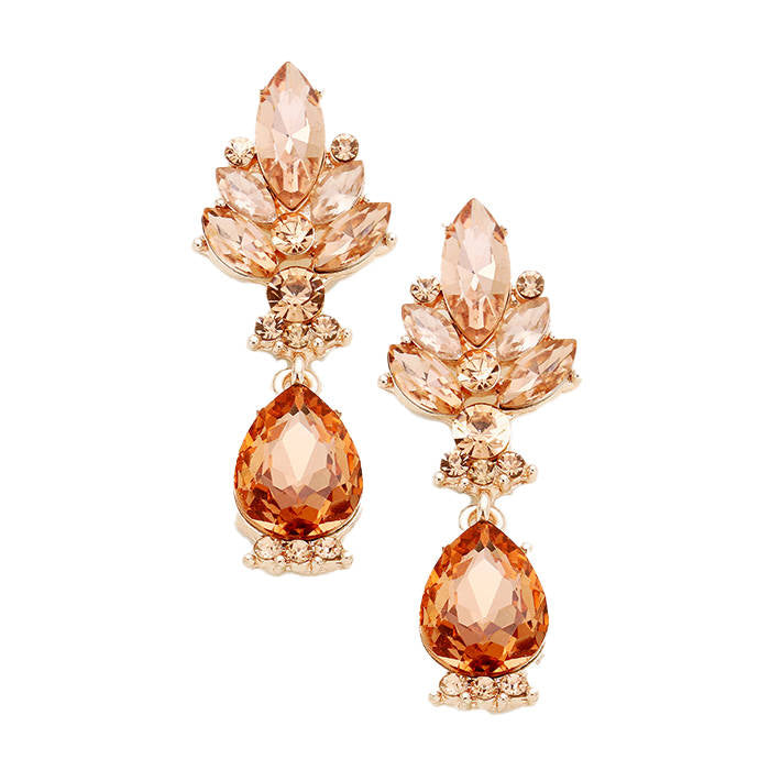Marquise Glass Crystal Teardrop Dangle Evening Earrings