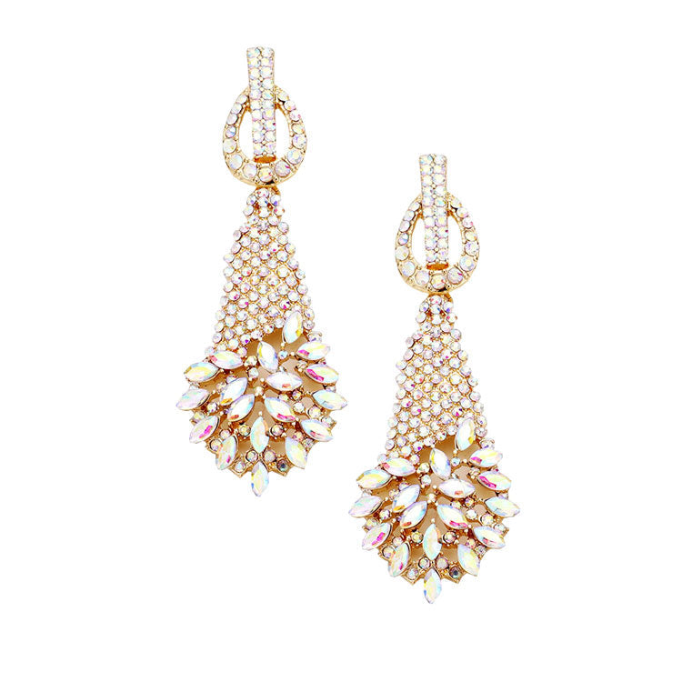 Marquise Stone Cluster Accented Evening Earrings