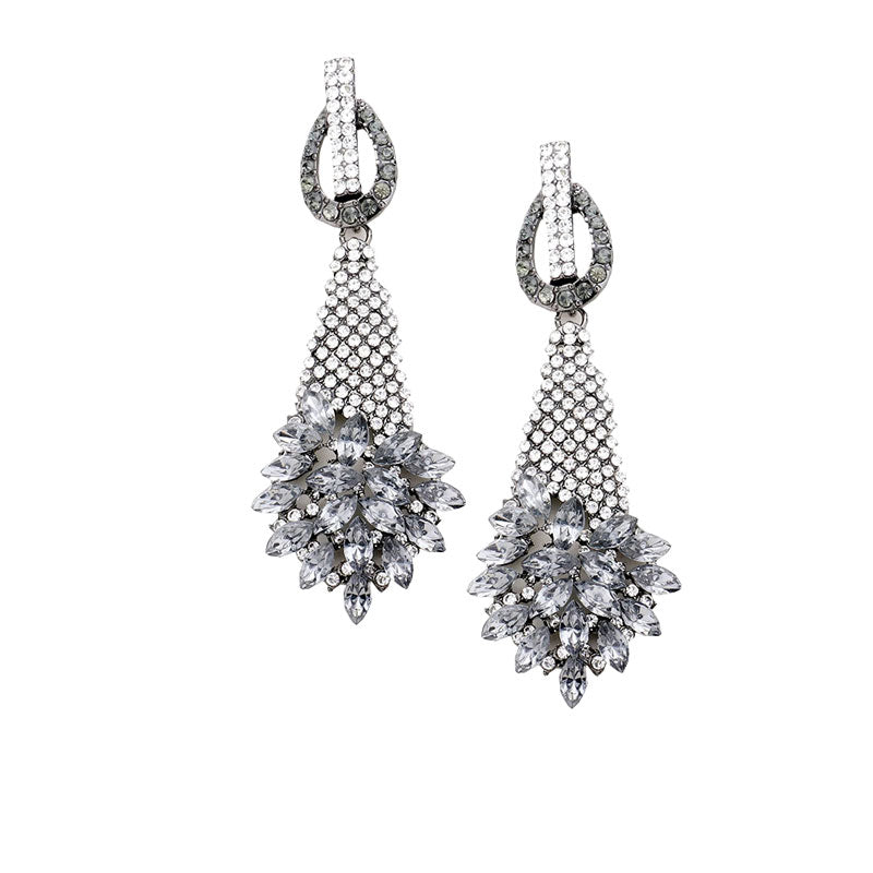 Marquise Stone Cluster Accented Evening Earrings