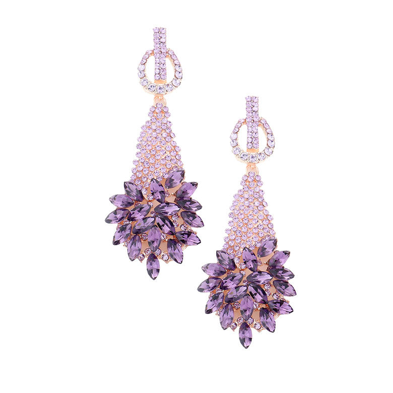 Marquise Stone Cluster Accented Evening Earrings
