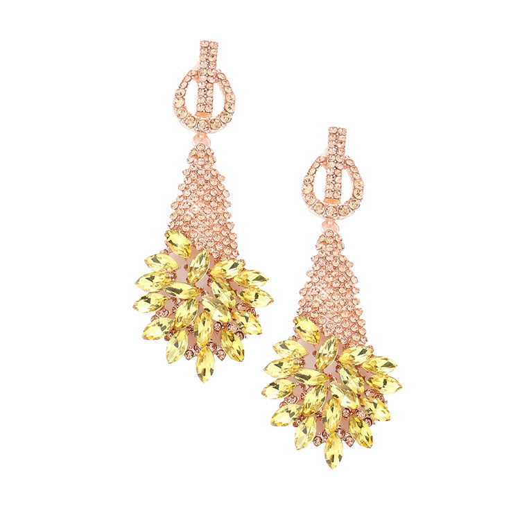 Marquise Stone Cluster Accented Evening Earrings