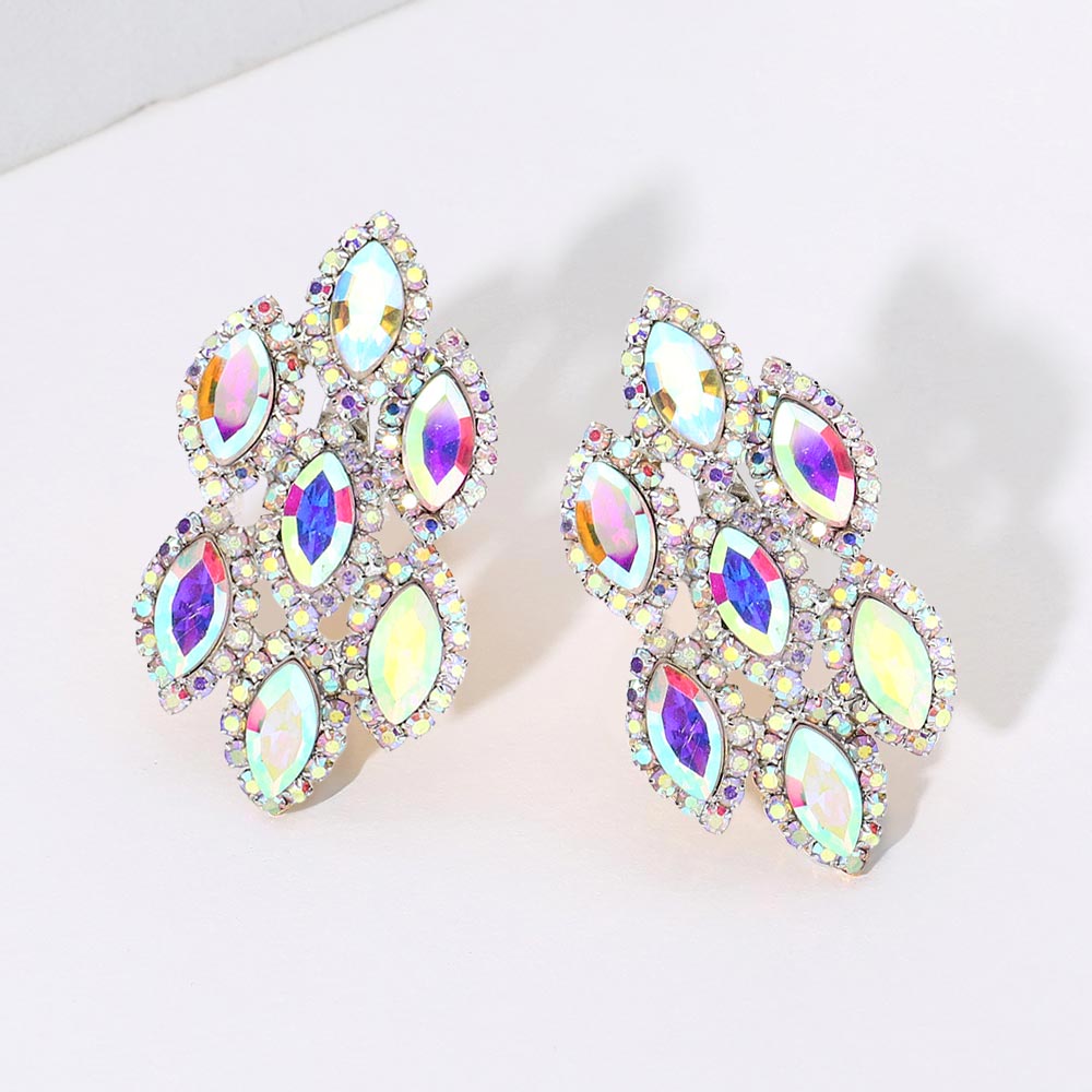 Marquise Stone Embellished Clip On Earrings