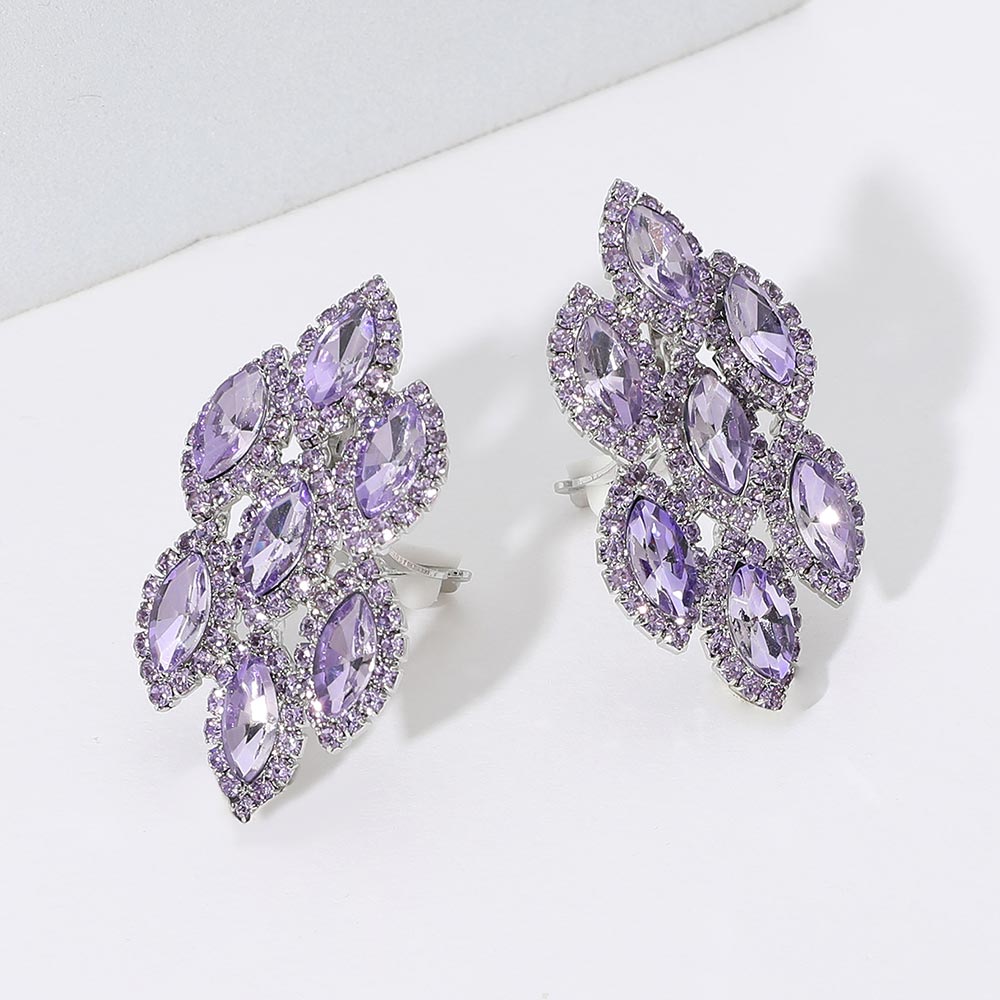 Marquise Stone Embellished Clip On Earrings