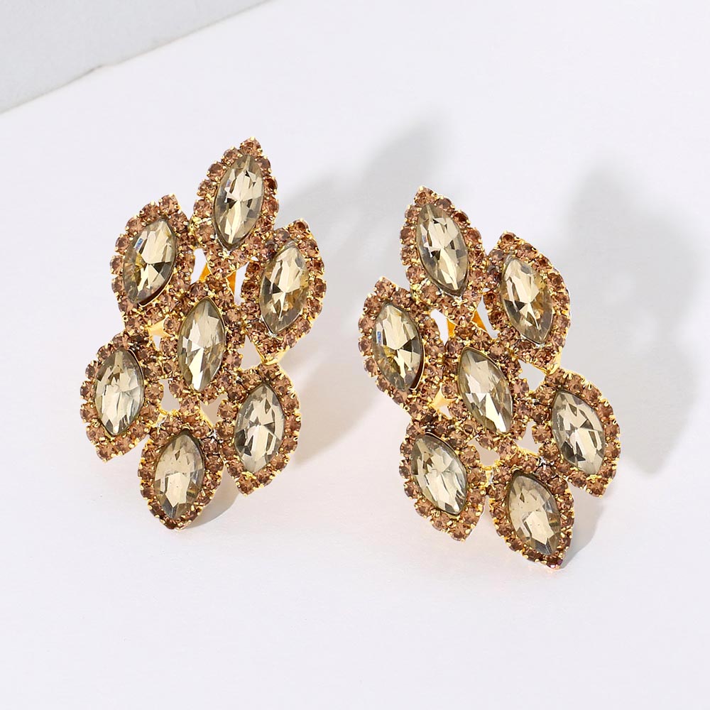 Marquise Stone Embellished Clip On Earrings