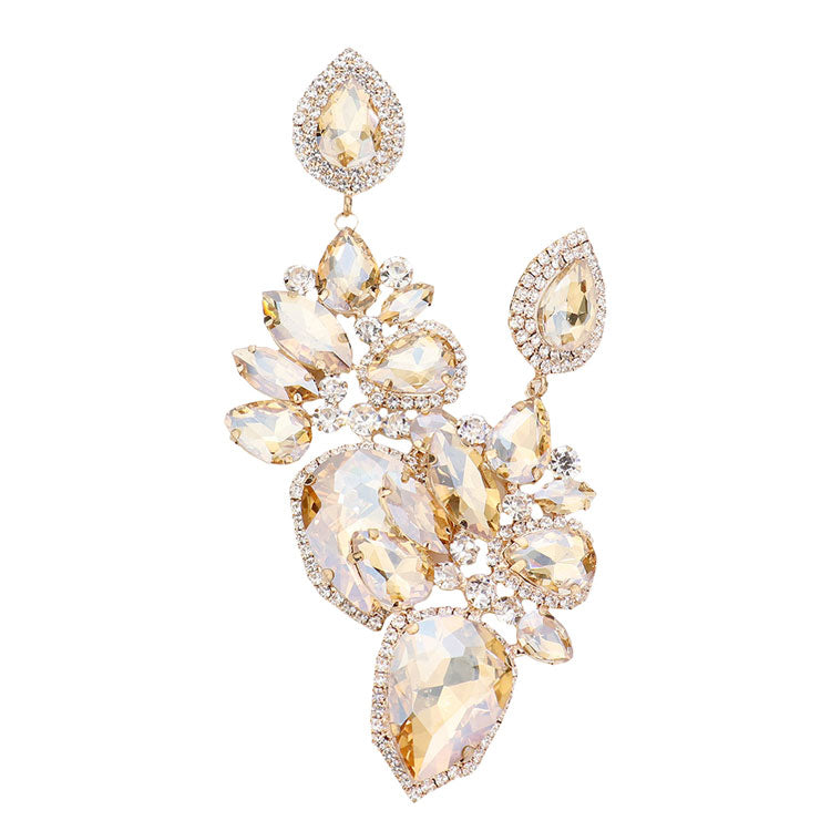 Marquise Teardrop Stone Cluster Dangle Evening Earrings
