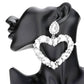 Marquise Teardrop Stone Cluster Open Heart Dangle Evening Earrings
