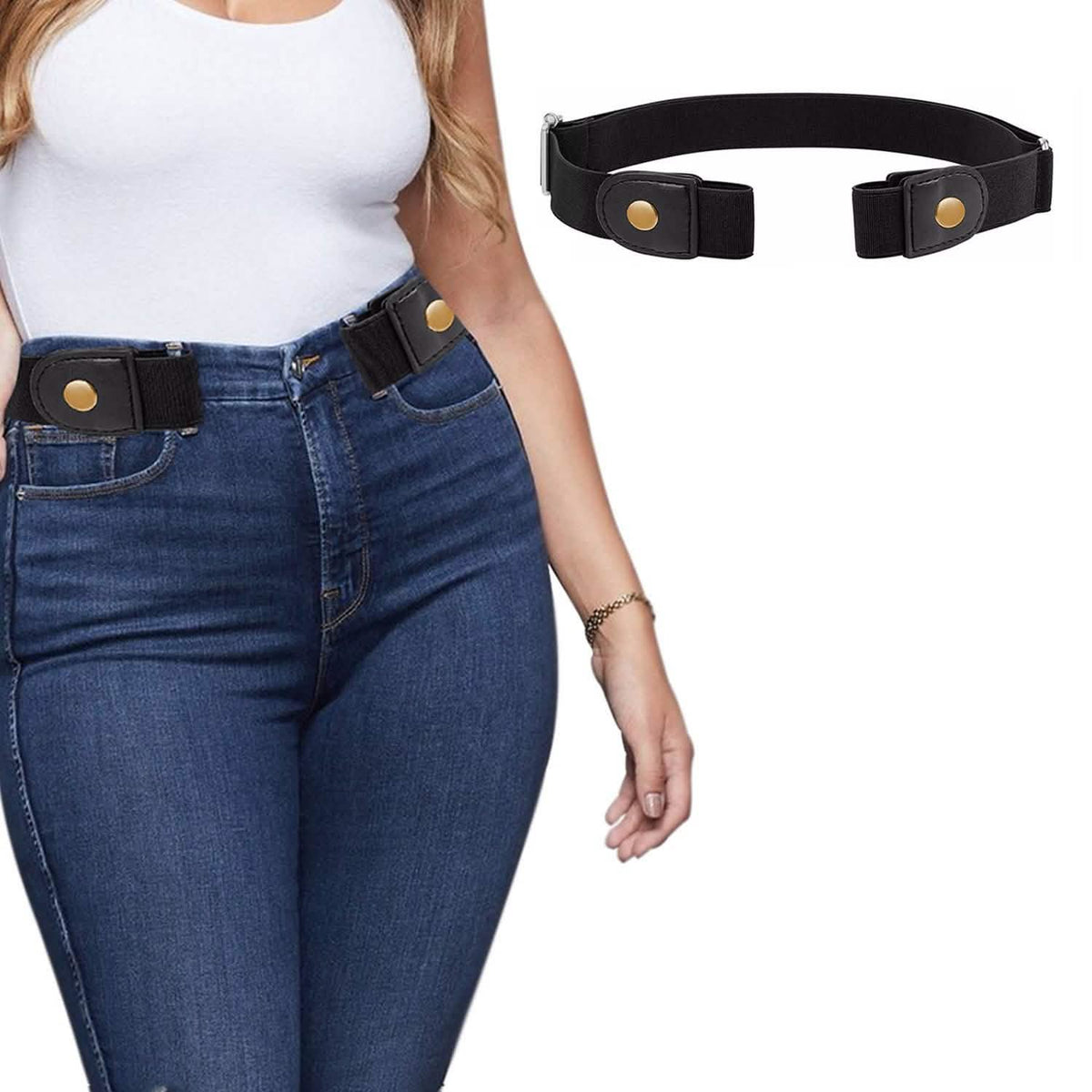 Cinturones elásticos ajustables sin hebilla para hombres y mujeres