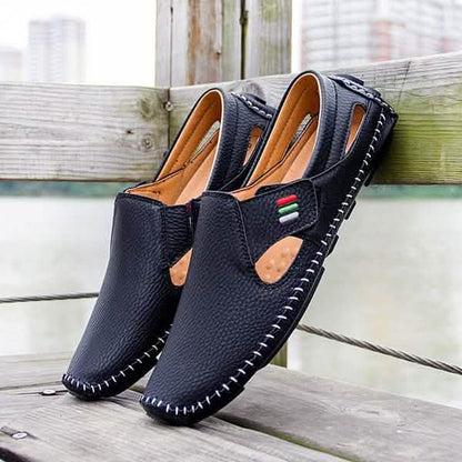 Zapatos Casuales de Hombre sin Cordones de Cuero Calado