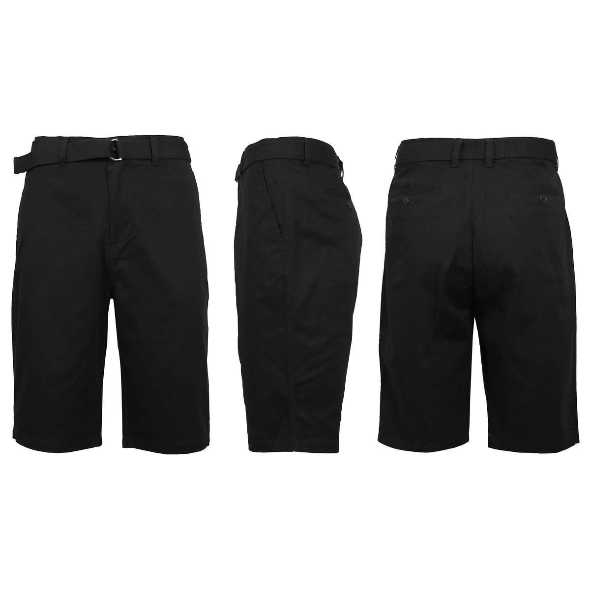 Pantalones cortos chinos de algodón para hombre con cinturón