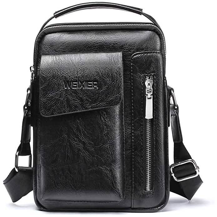 Bolso de cuero para hombre, pequeño, cruzado, de hombro