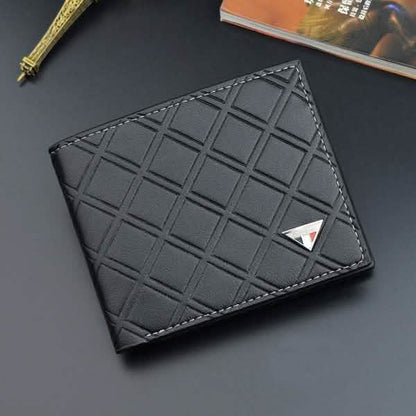 Billetera Trifold Delgada de Cuero Genuino RFID para Hombre