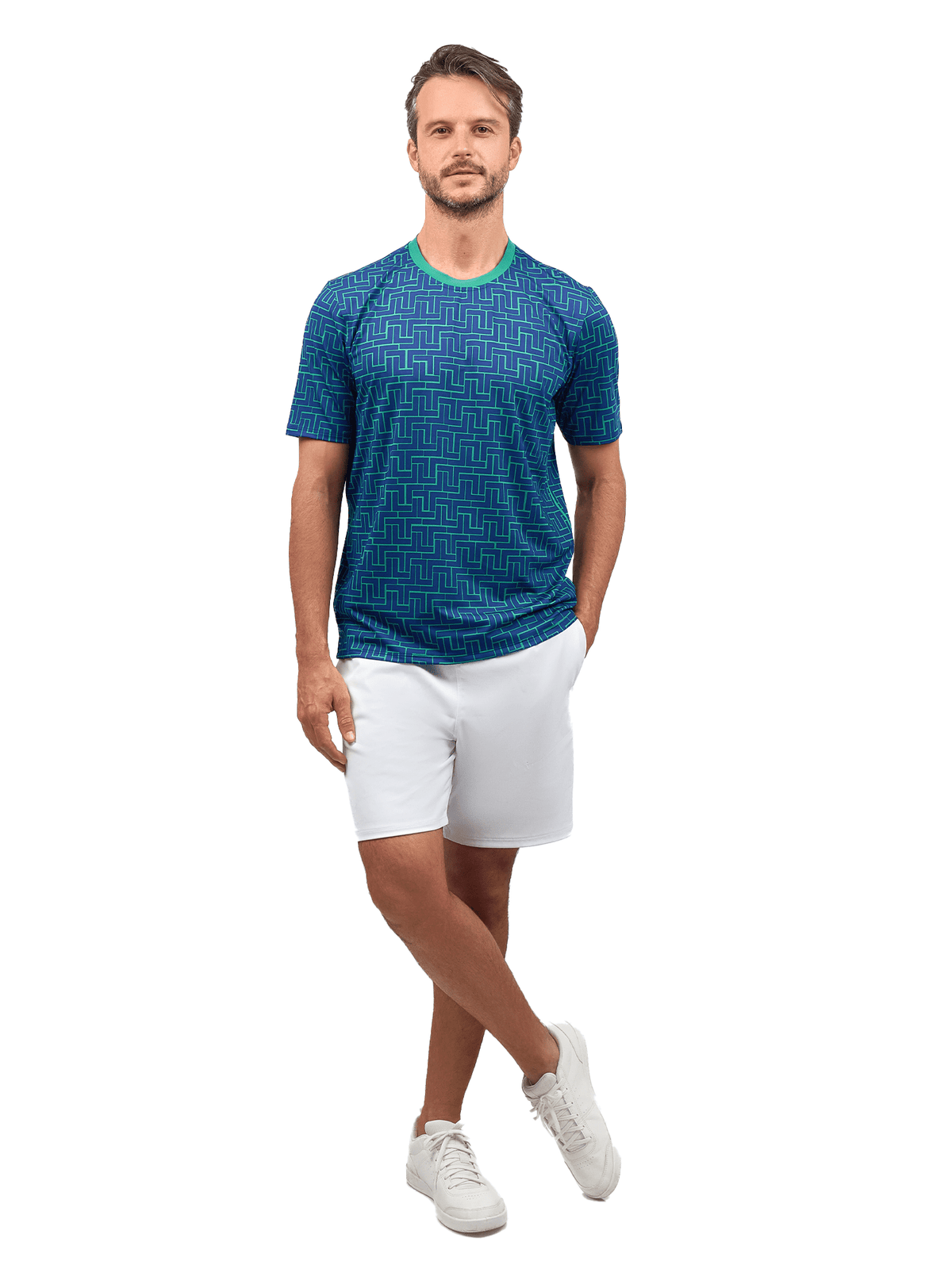 Men's Tennis Shorts - Spin Shorts with Pockets & UV Protection - White