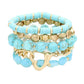 Metal Heart Heishi Natural Stone Stretch Bracelets