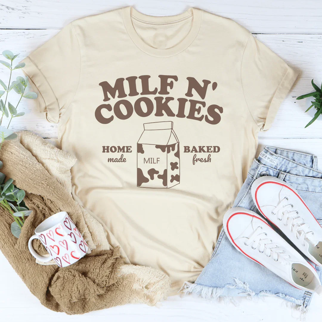 Playful Bakery Humor Top – "MILF N' Cookies" Funny Mom Graphic Tee