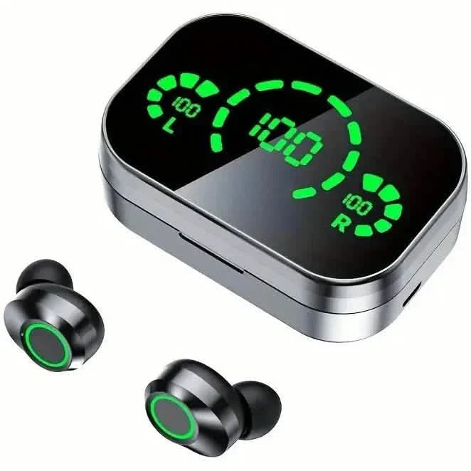 Mini Auriculares Inalámbricos con Pantalla Digital - Auriculares Estéreo Totalmente Inalámbricos