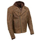 Men's Vintage Crazy Horse Brown Leather Jacket w/ Removable Hoodie