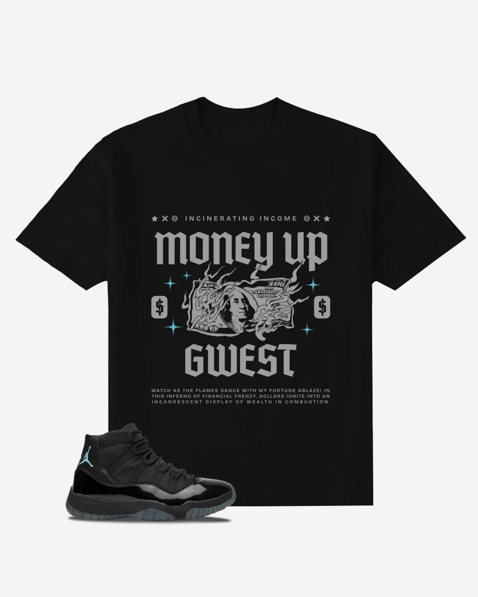 G West Money Up in Flames Oversized  T-Shirt Mens
