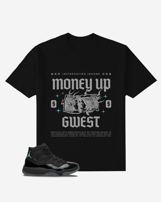 Camiseta extragrande para hombre G West Money Up in Flames