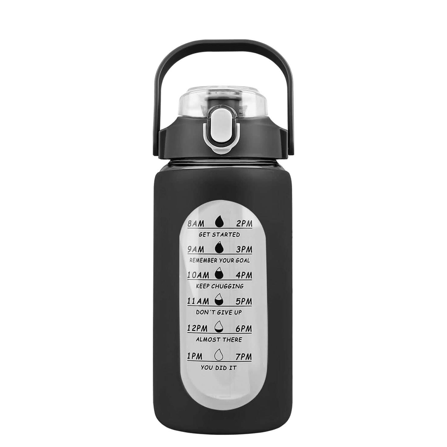 Botella de agua motivacional con marcador de tiempo, pajita, funda de silicona y asa para el seguimiento de la ingesta