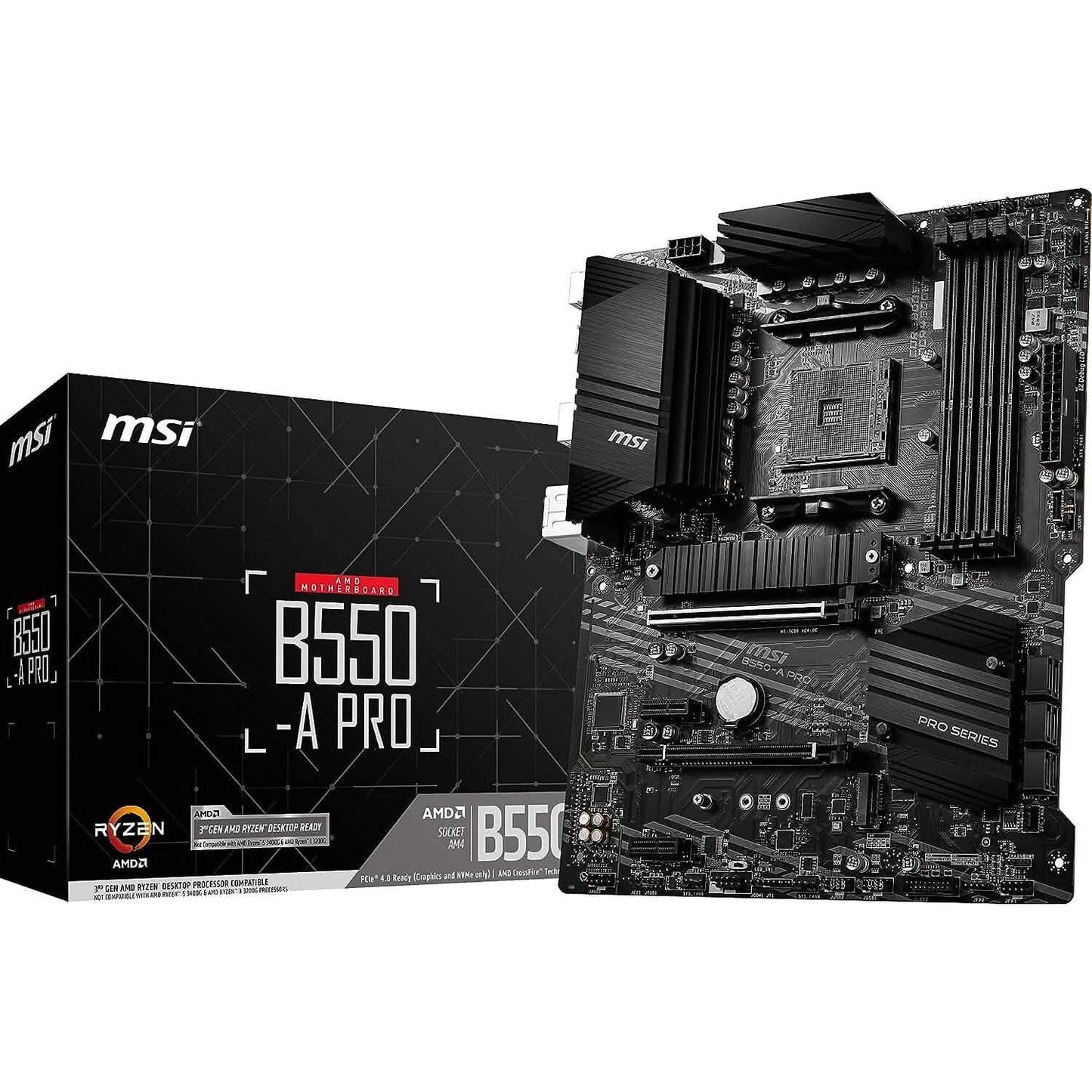 Placa base MSI B550-A PRO ProSeries (AMD AM4, DDR4, PCIe 4.0, SATA 6Gb/s, M.2, USB 3.2 Gen 2, HDMI/DP, ATX) (Reacondicionada)
