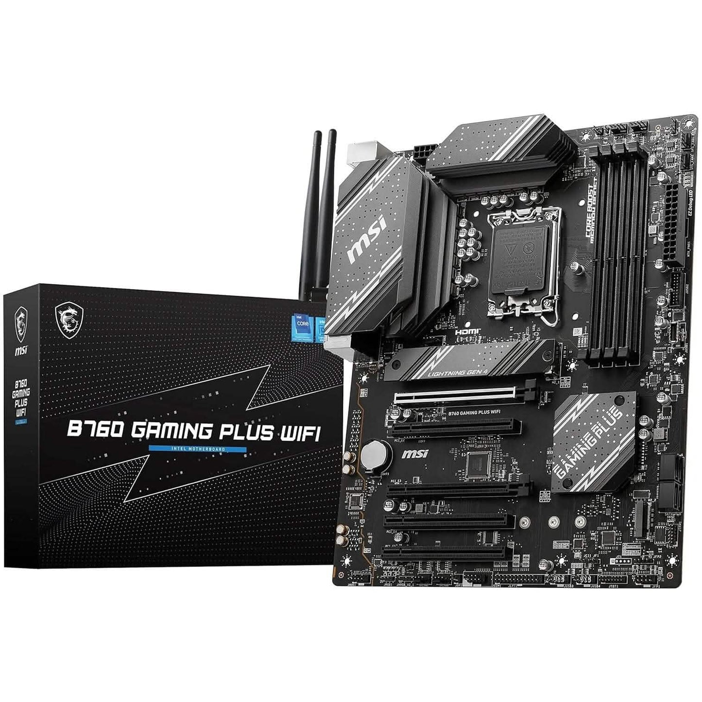 Placa base para juegos MSI B760 Gaming Plus WiFi (compatible con procesadores Intel de 12.ª/13.ª generación, LGA 1700, DDR5, PCIe 4.0, M.2, LAN de 2,5 Gbps, USB 3.2 Gen2, Wi-Fi 6E, ATX) (restaurada)